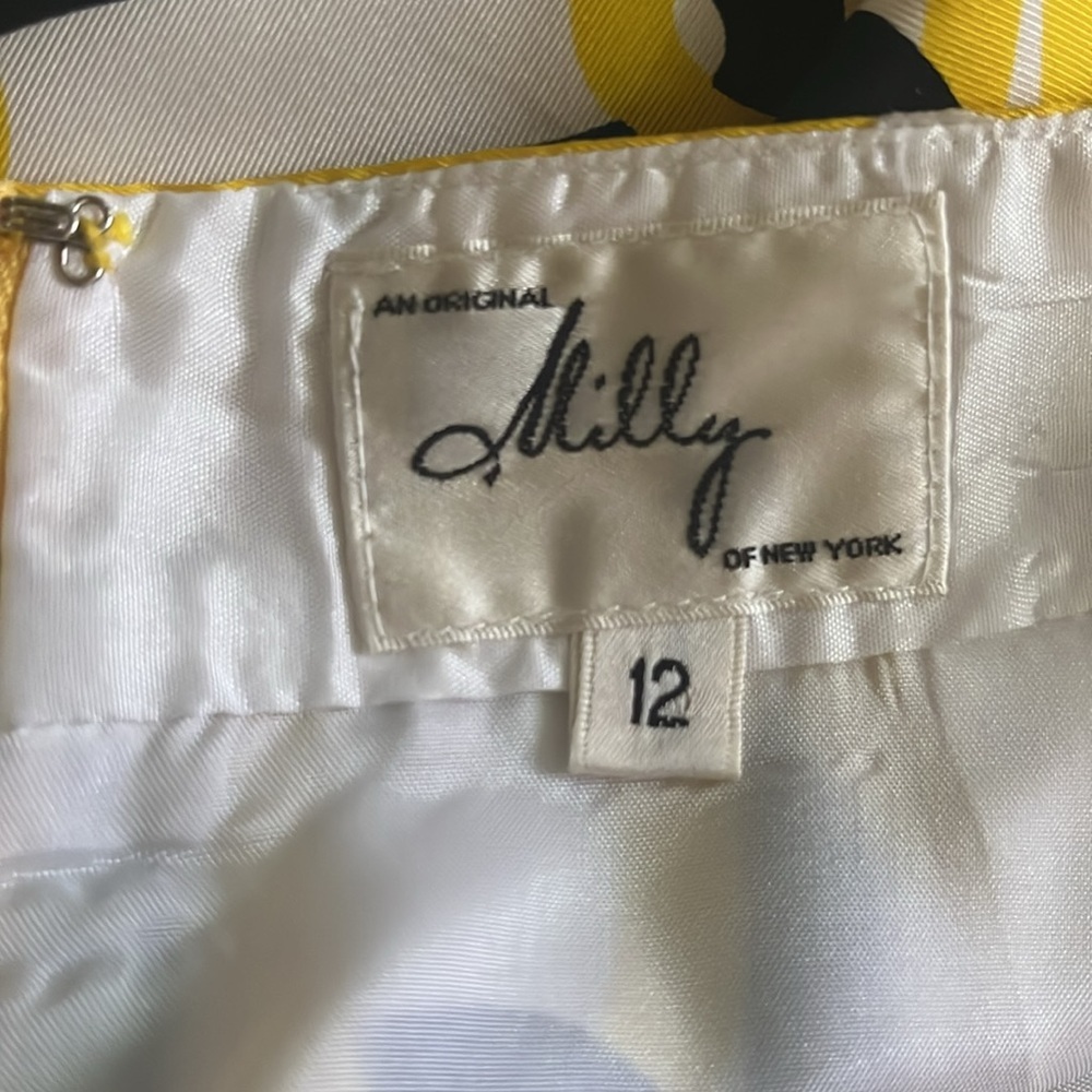 Milly 100% Silk Chain Link Halter Navy & Yellow - Picture 10 of 11